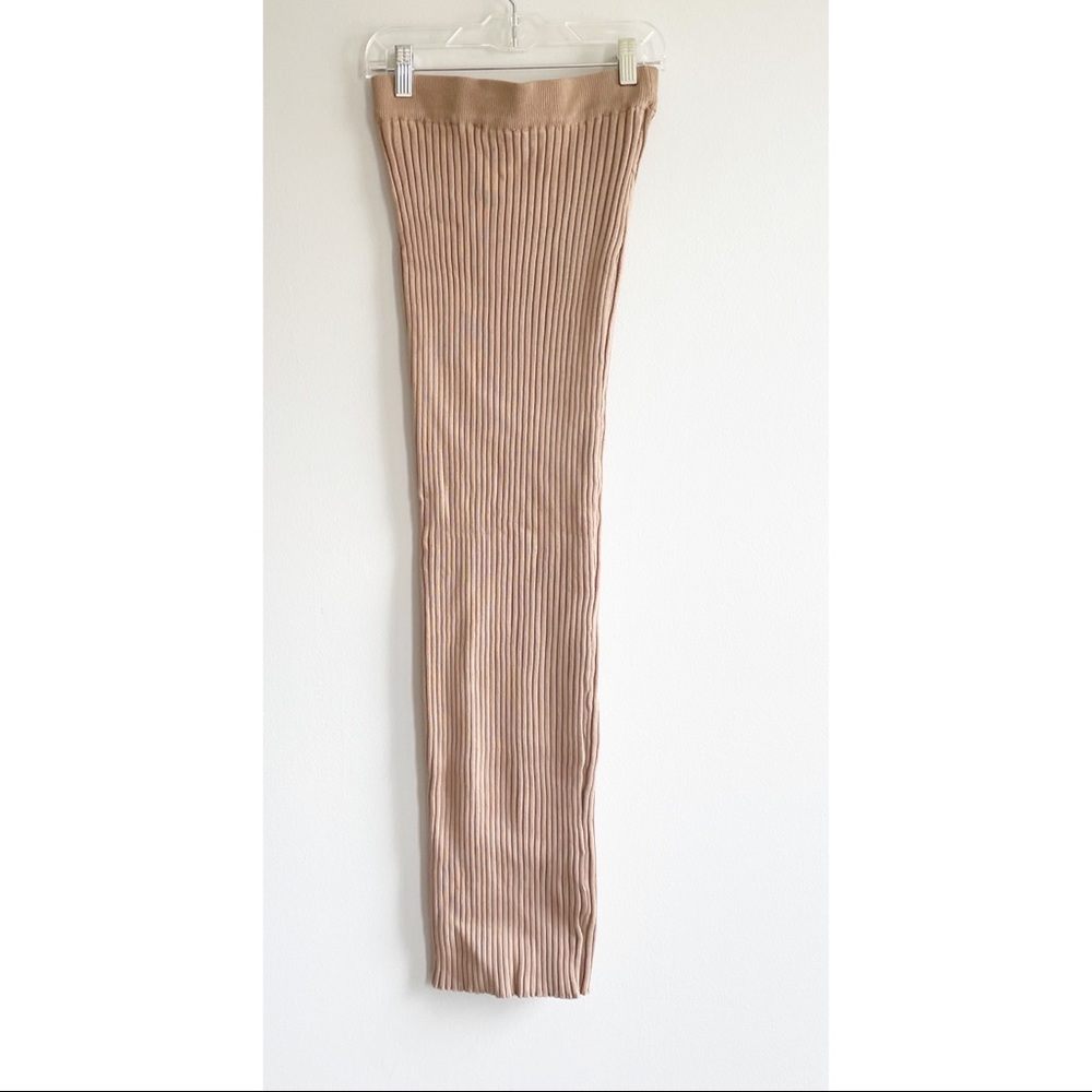Naked Wardrobe Ribbed Tube Strapless Bodycon Dress Tan Size Small